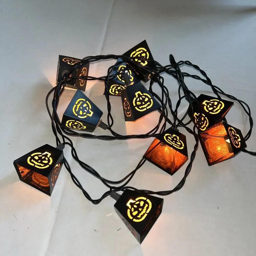 Halloween 10 count pumpkin Jack O Lantern lights with boxes Working Used Good